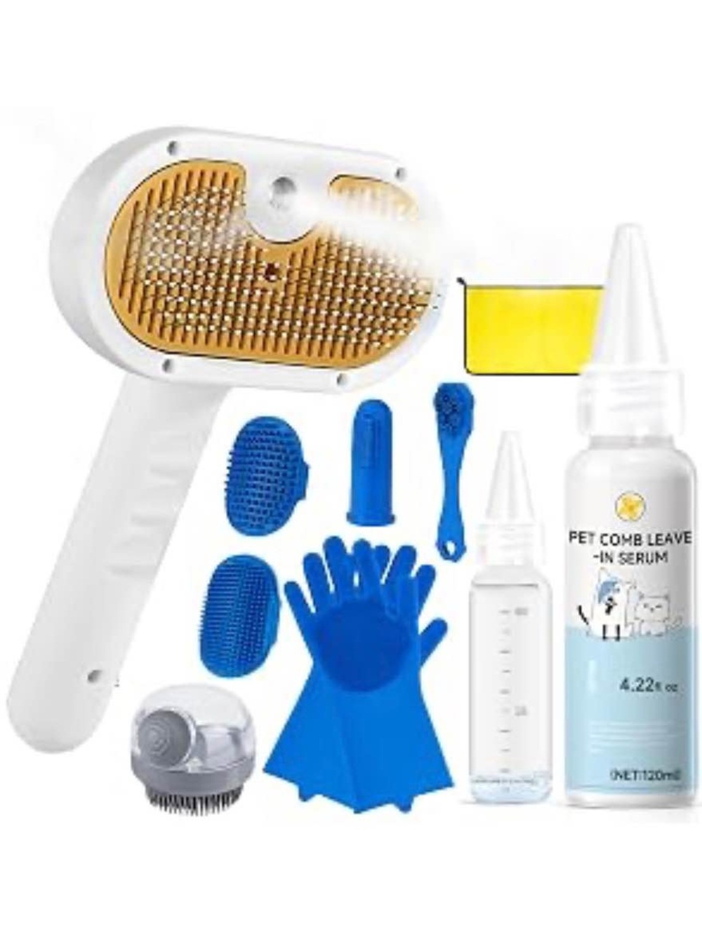 NEW! 3-in-1 Pet Steamy Brush Grooming Kit with Serum